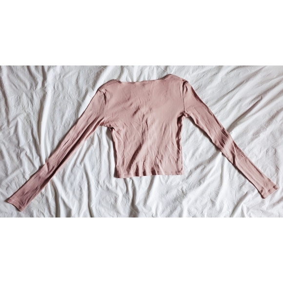 TOPSHOP Long Sleeve Button Front Crop Top Size 2 - Picture 4 of 8